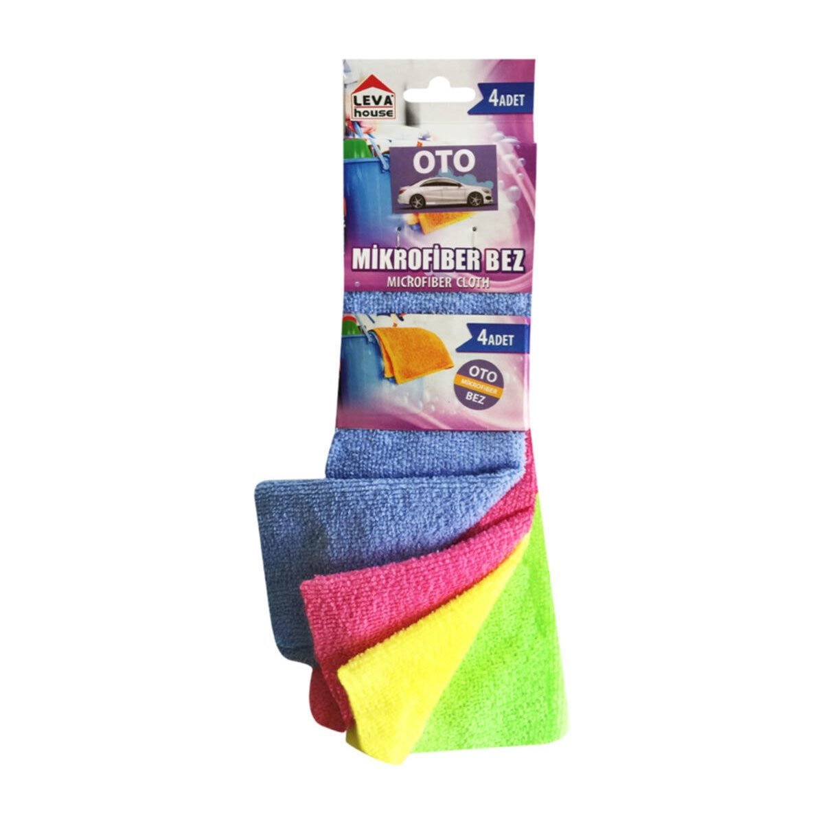 Leva House Mikrofiber Oto Temizlik Bezi 4lü Set