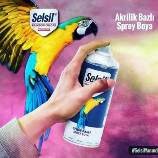 Selsil Rainbow Colors Sprey Boya Parlak Siyah