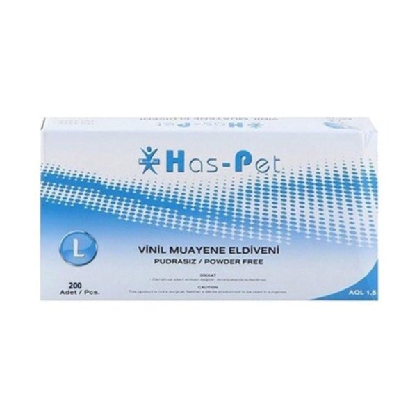 Has-Pet Mavi Vinil Pudrasız Muayene Eldiveni L 150 ADET