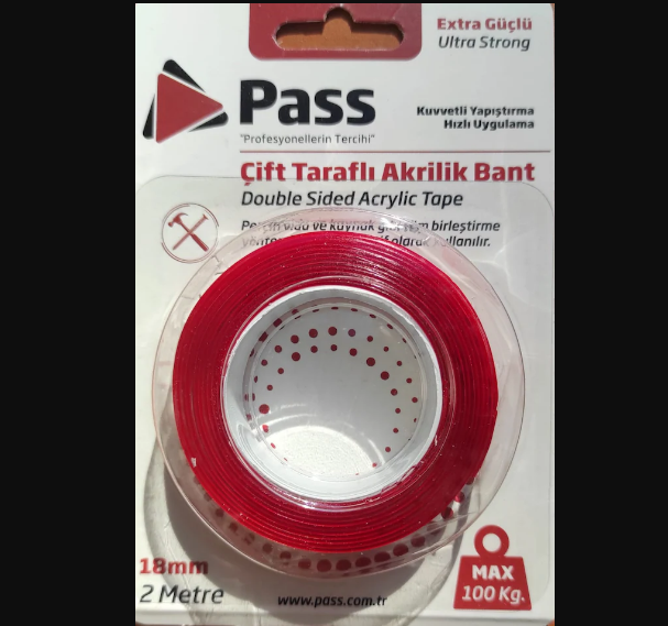 Pass Çift Taraflı Akrilik Bant 2m