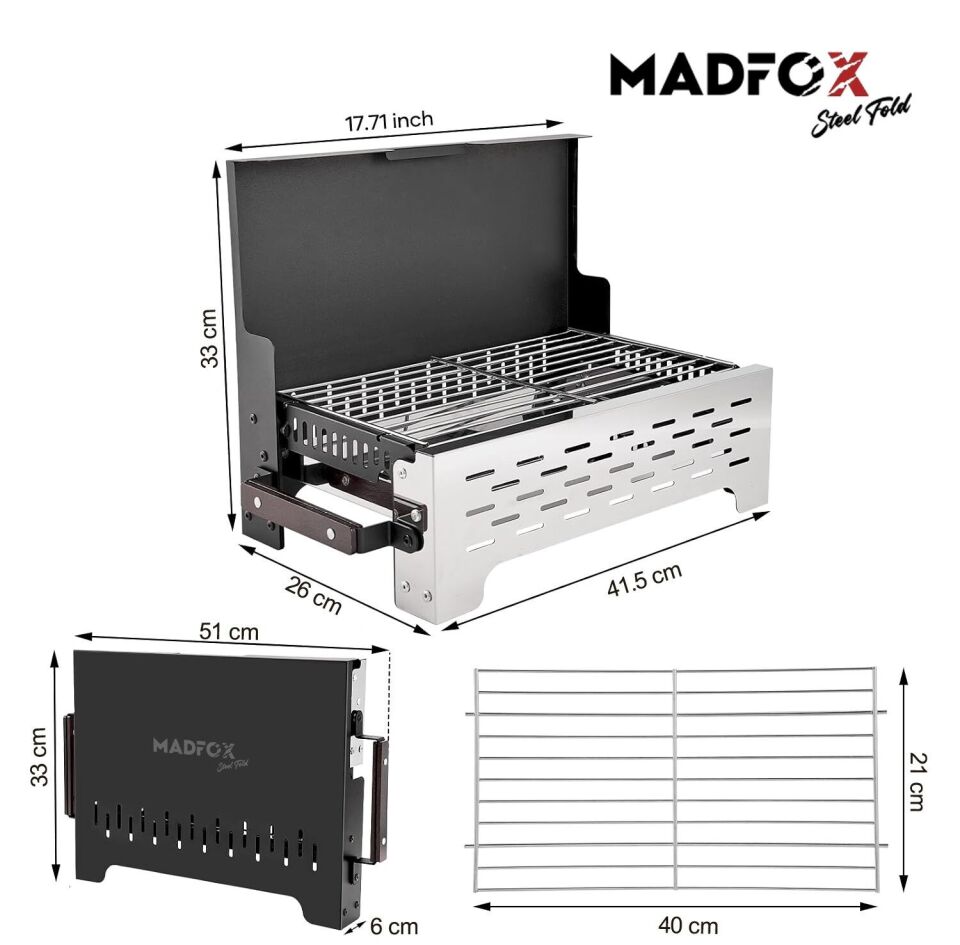 Madfox SteelFold Paslanmaz Çelik Katlanabilir Mangal