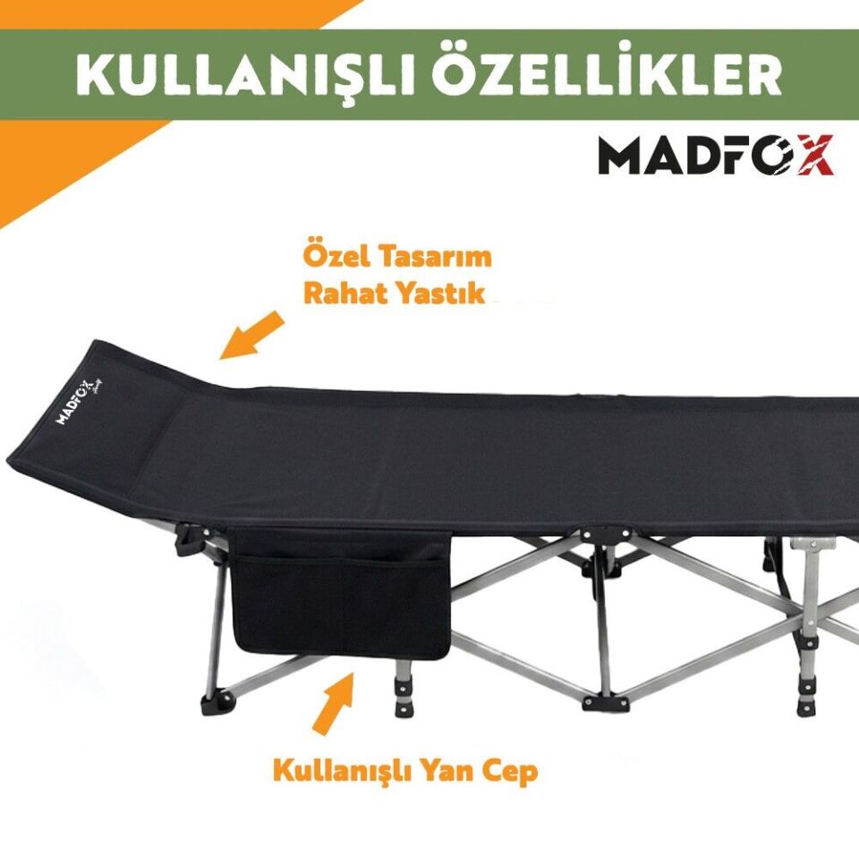 Madfox AeroLift Katlanır Kamp Yatağı Kampet Siyah