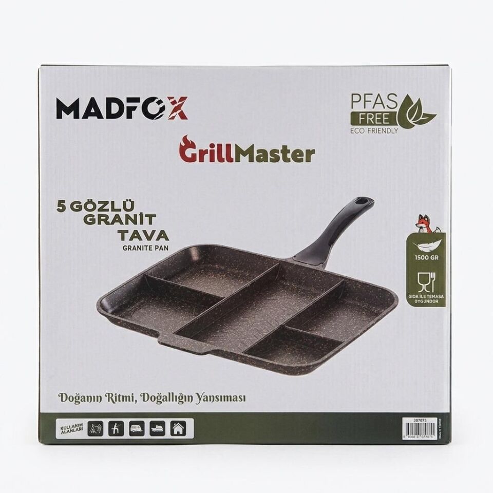 Madfox GrillMaster 5 Gözlü Granit Döküm Tava Siyah