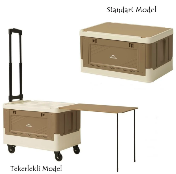 Naturehike A-Box (PP) Kapaklı Katlanır Saklama Kutusu Tekerlekli - Masalı - 42 L [ Seyahat Organizatörü ]
