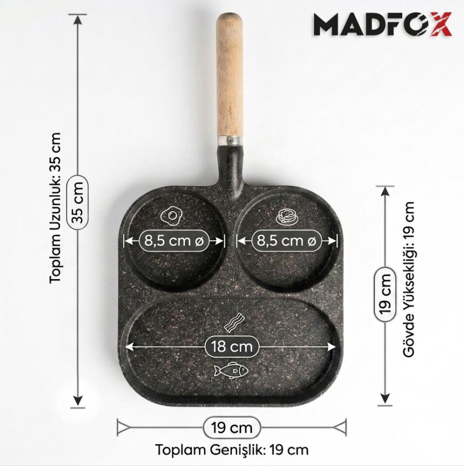 Madfox TrioChef 3 Gözlü Granit Döküm Tava