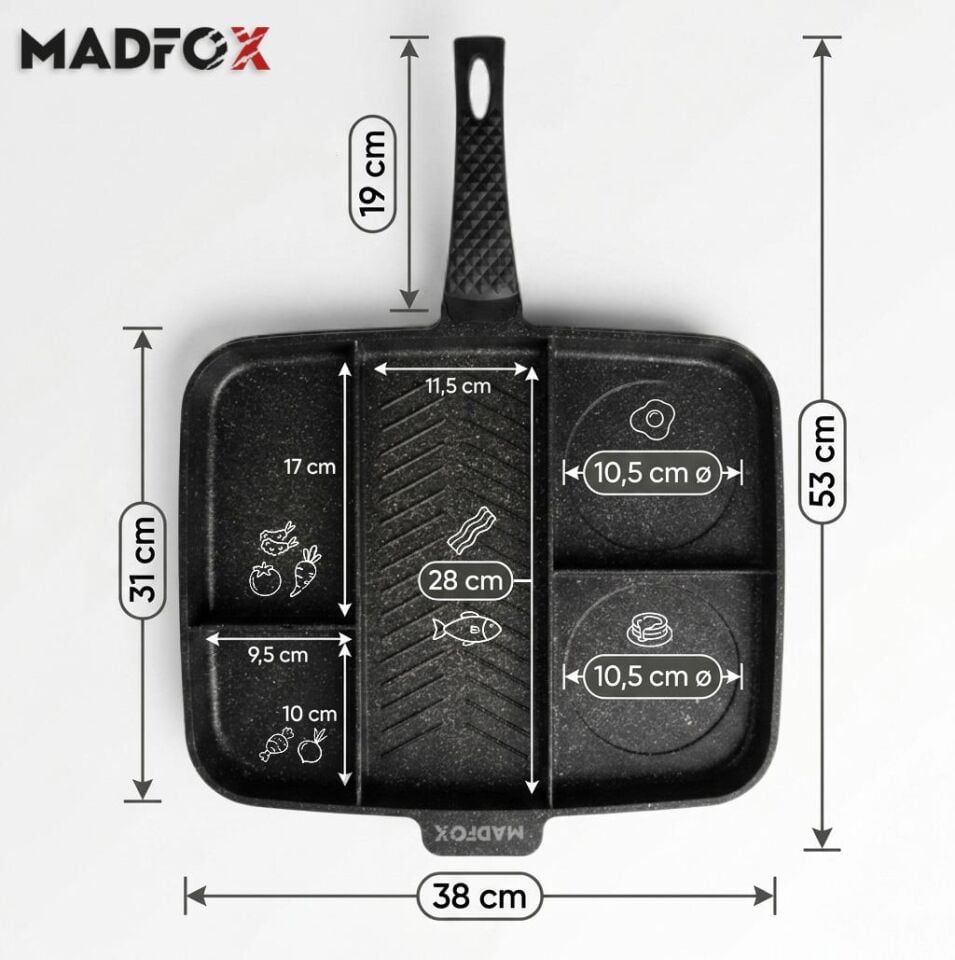 Madfox GrillMaster 5 Gözlü Granit Döküm Tava