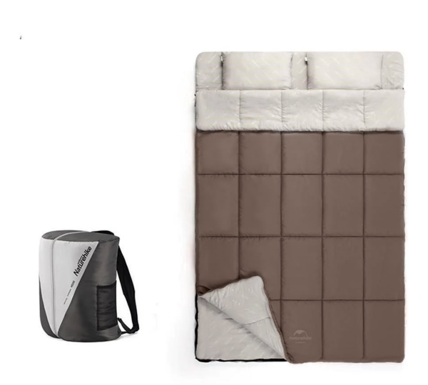 Naturehike HD250 Zarf Tarzı Yastıklı Çift Kişilik Pamuklu Uyku Tulumu Straw Brown (Kahverengi)