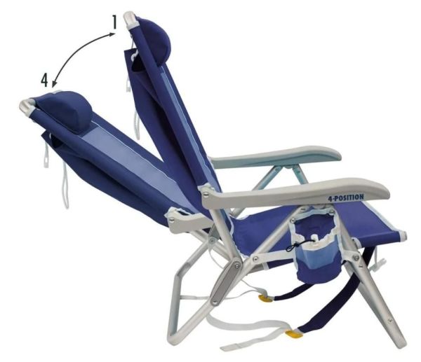 Gci Outdoor Backpack Beach Chair™ 4 Kademeli Katlanır Plaj Sandalyesi Deniz Mavisi