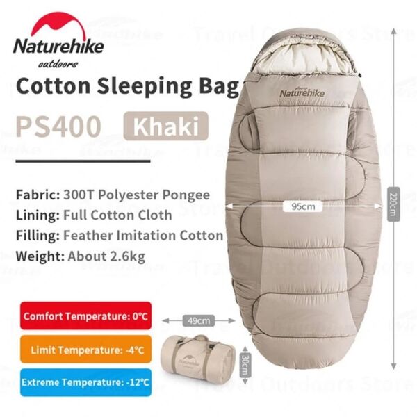 Naturehike PS400 Oval Ultralight Uyku Tulumu -12°C ( Crystalline ) Left