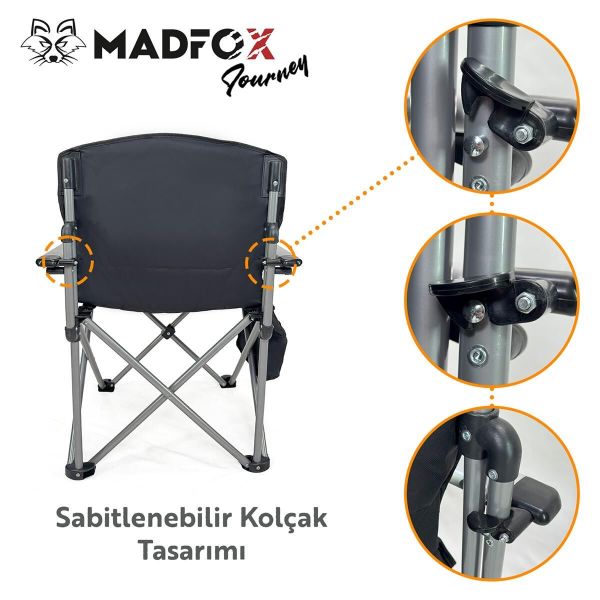 Madfox Journey Katlanır Kamp Sandalyesi Siyah-Gri