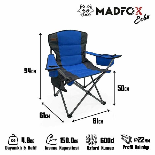 Madfox Echo Katlanır Kamp Sandalyesi Mavi