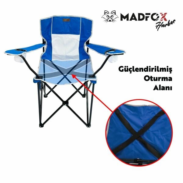 Madfox Harbor Katlanır Kamp Sandalyesi Mavi
