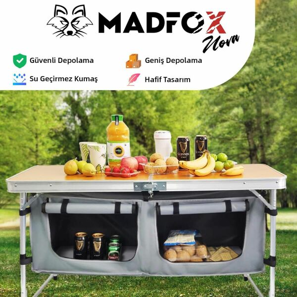 Madfox Nova Katlanır Kamp Masası Ahşap