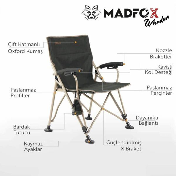 Madfox Warden Katlanır Kamp Sandalyesi Yeşil