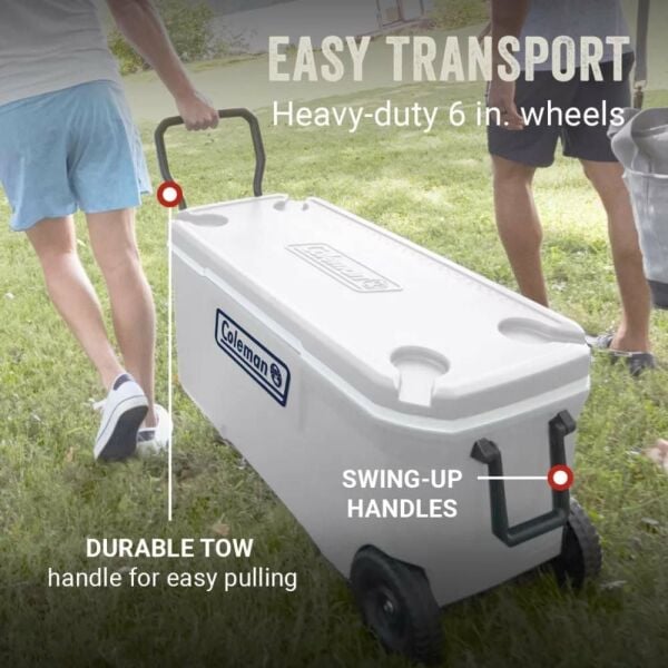 Coleman Xtreme Wheeled 100 QT Tekerlekli Soğutucu Marine Buzluk 94.6 Lt Beyaz