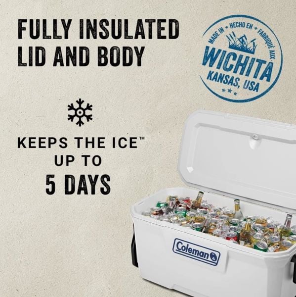 Coleman Xtreme Wheeled 100 QT Tekerlekli Soğutucu Marine Buzluk 94.6 Lt Beyaz
