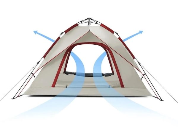 Naturehike 4 Kişilik Otomatik Kamp Çadırı Gri-Kırmızı
