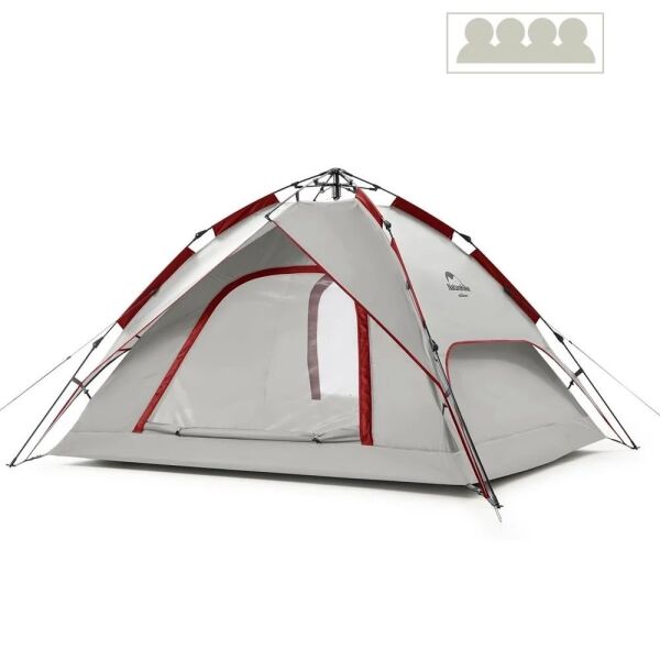 Naturehike 4 Kişilik Otomatik Kamp Çadırı Gri-Kırmızı