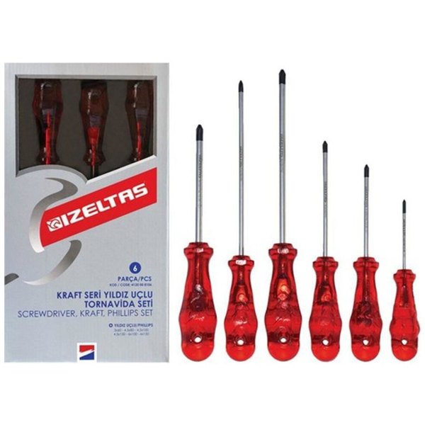 İzeltaş Kraft Seri Yıldız Uçlu Tornavida Seti (6 Parça)