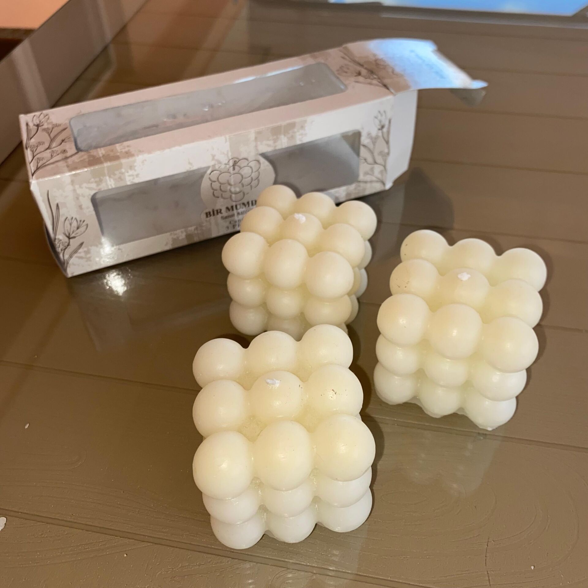 Mum Seti 3lü 6*6*6 cm - Kokusuz