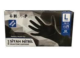 Has-Pet Siyah Nitril Eldiven 50 Adet