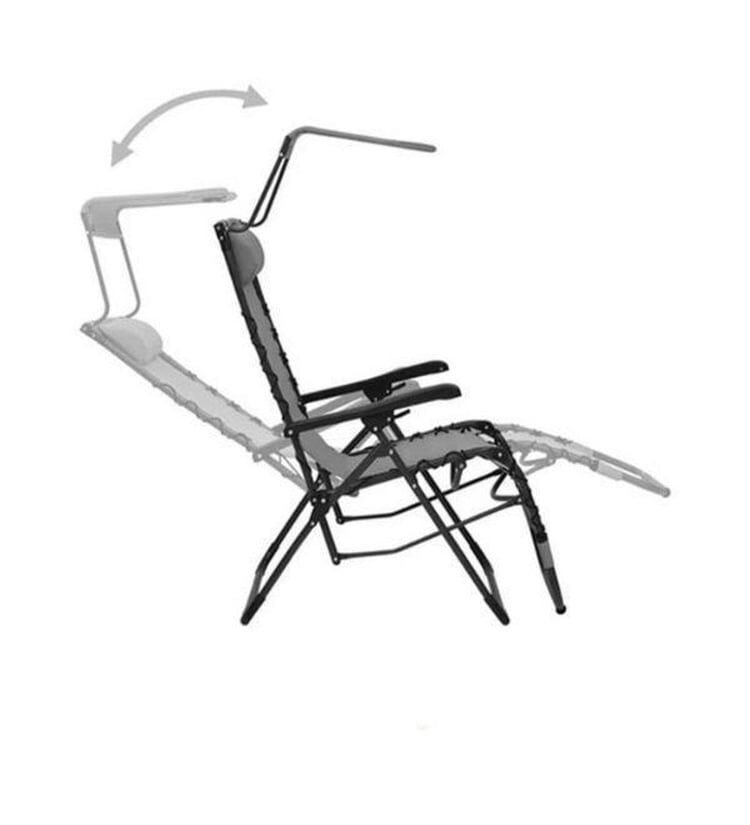 Leva Katlanır Gölgelikli Sehpalı Yatar Şezlong - Krem