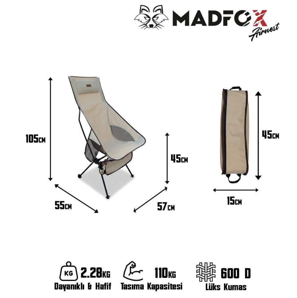 Madfox AirNest Ultra Katlanır Kamp Sandalyesi Cream