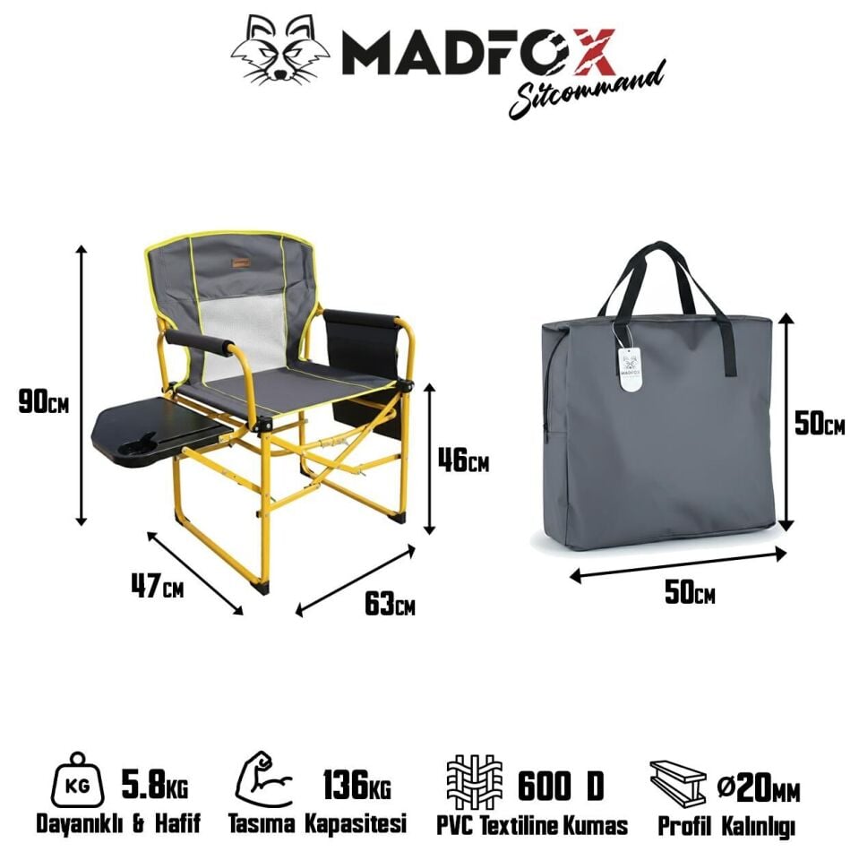 Madfox SitCommand G92 Katlanır Kamp Koltuğu Yellow Graphite