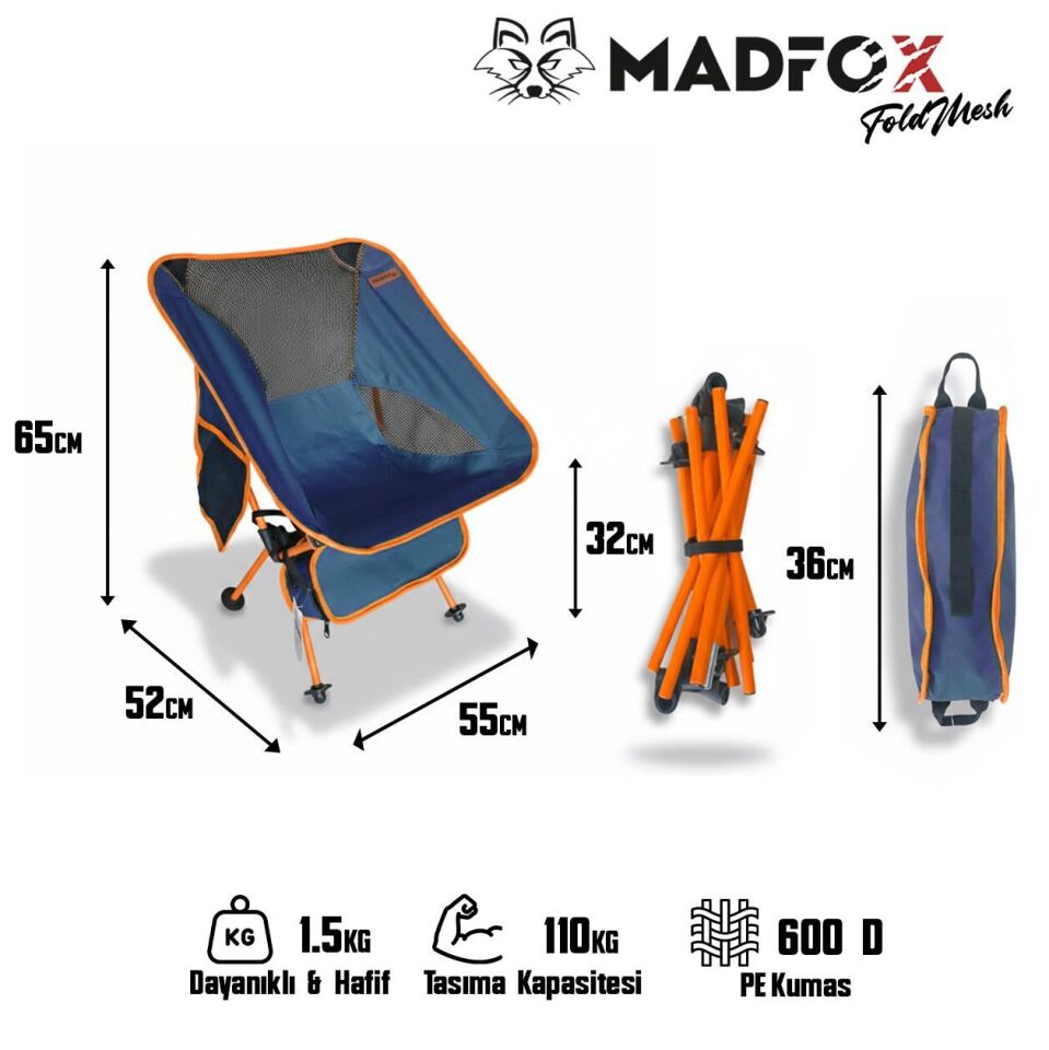 Madfox FoldMesh Mini Kompakt Katlanır Sandalye Navy Spark
