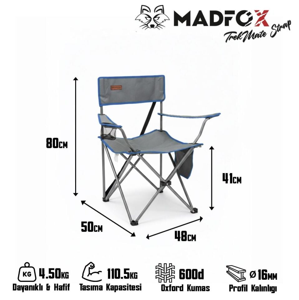 Madfox TrekMate Strap Katlanır Outdoor Koltuk Mavi