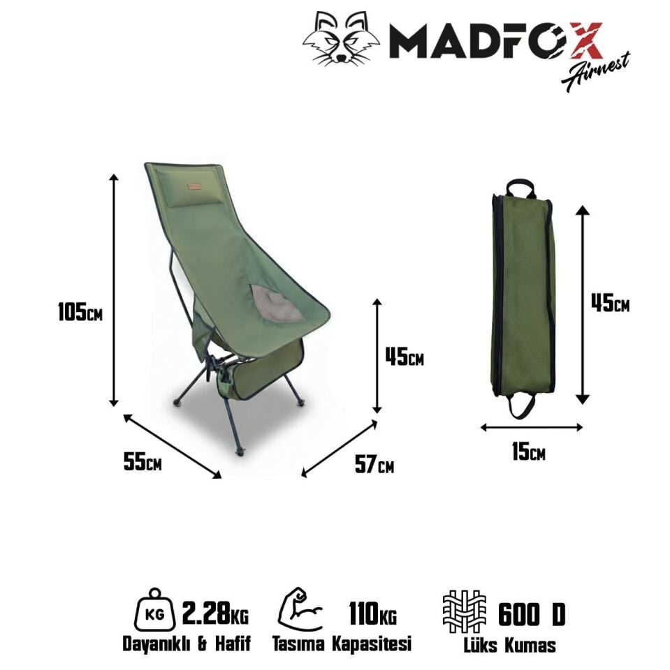 Madfox AirNest Ultra Katlanır Kamp Sandalyesi Green