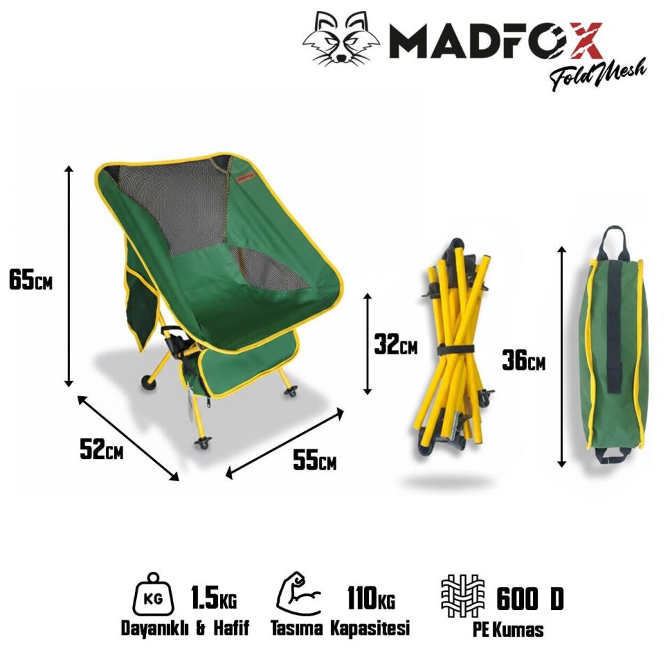 Madfox FoldMesh Mini Kompakt Katlanır Sandalye Savanna Lime