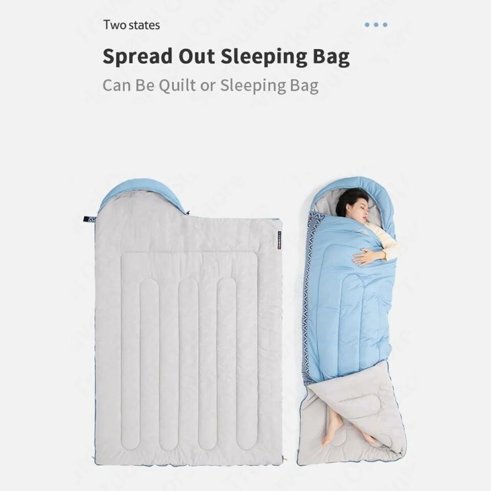 Naturehike Zarf Tarzı Kapüşonlu Uyku Tulumu -10°C Mavi Right (Sağ)