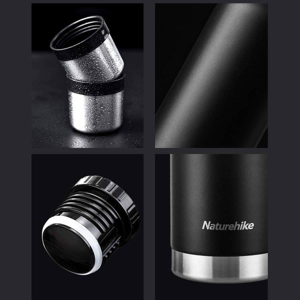 Naturehike Q-9H Paslanmaz Çelik Vakumlu Termos 1000 ML (Siyah)