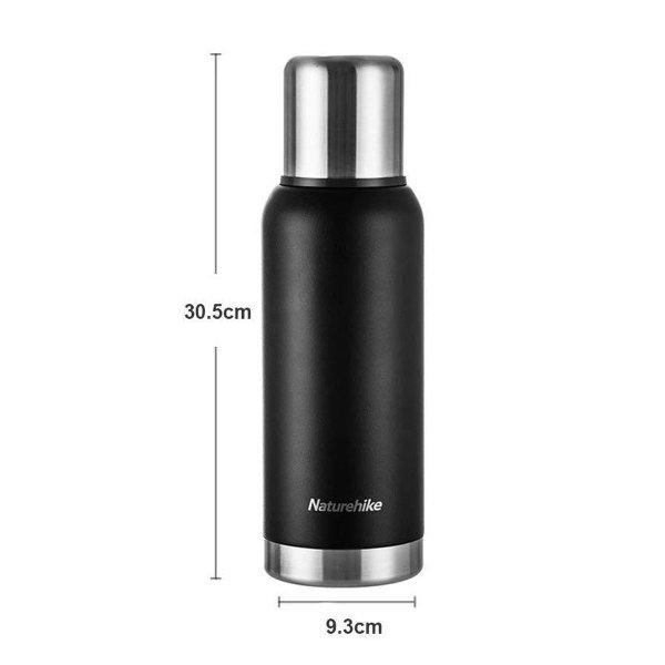 Naturehike Q-9H Paslanmaz Çelik Vakumlu Termos 1000 ML (Siyah)
