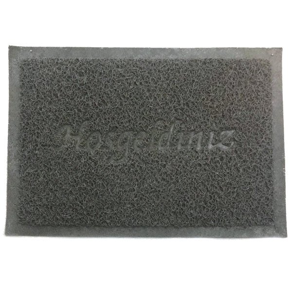 Kaydırmaz Tabanlı Kıvırcık Paspas Dezenfektan Lastik Paspas 40x60cm GRİ