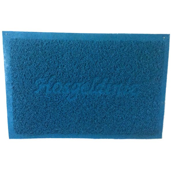 Kaydırmaz Tabanlı Kıvırcık Paspas Dezenfektan Lastik Paspas 40x60cm AÇIK MAVİ