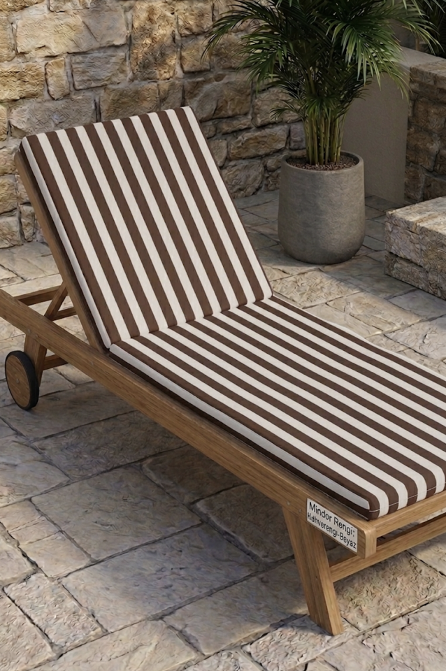 Sisus Katlanır Plaj Şezlong Minderi 50*145 cm - Kahverengi