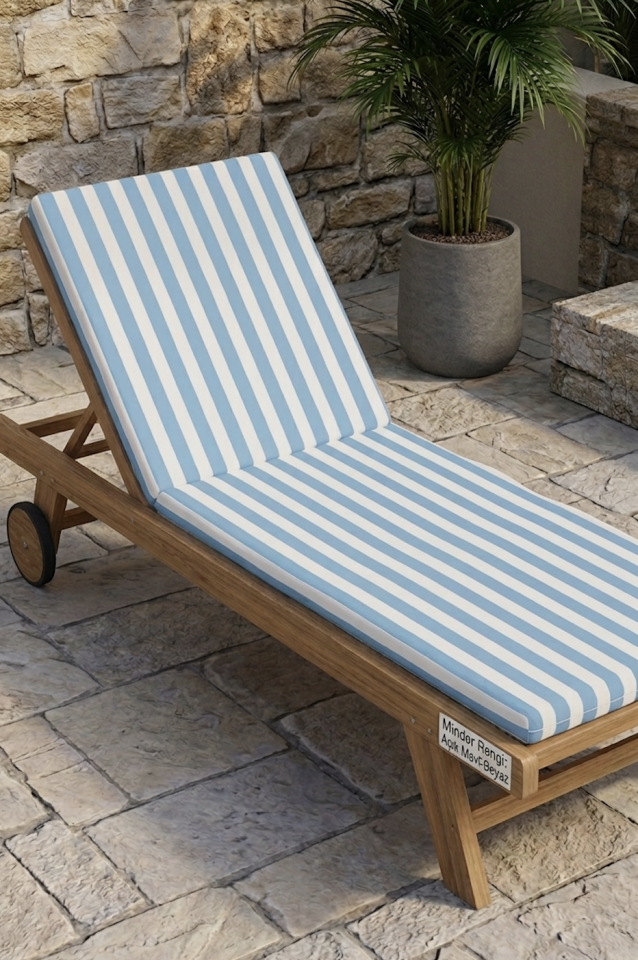 Sisus Katlanır Plaj Şezlong Minderi 50*145 cm - Açık Mavi