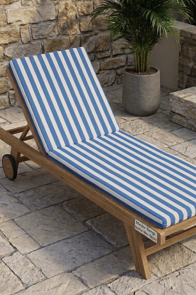 Sisus Katlanır Plaj Şezlong Minderi 50*145 cm - Mavi