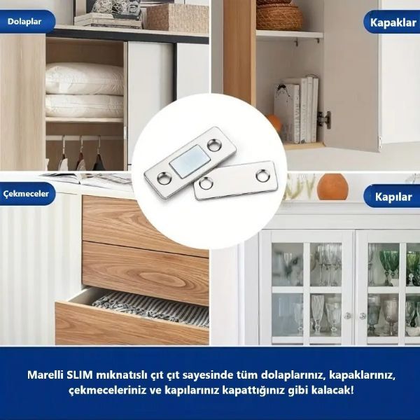Marelli Slim Mıknatıslı Kapak Tutucu 4lü