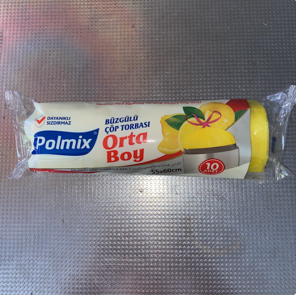 Polmix Limon Kokulu Büzgülü Çöp Torbası 55x60cm 10 Adet
