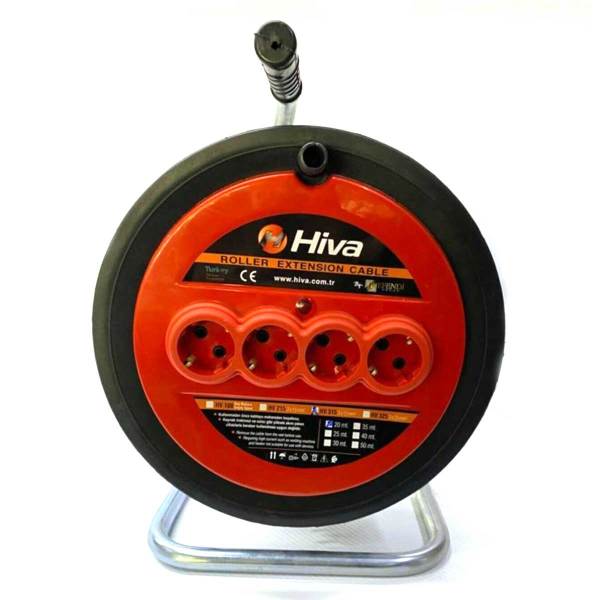 Hiva 4lü Elektrik Seyyar Makaralı Uzatma Kablo 3x2.5mm 20m