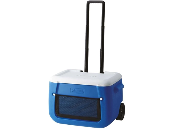 Coleman Poly-Lite Wheeled Mesh 50 QT Tekerlekli Soğutucu Buzluk 47.3 Lt MAVİ/BEYAZ